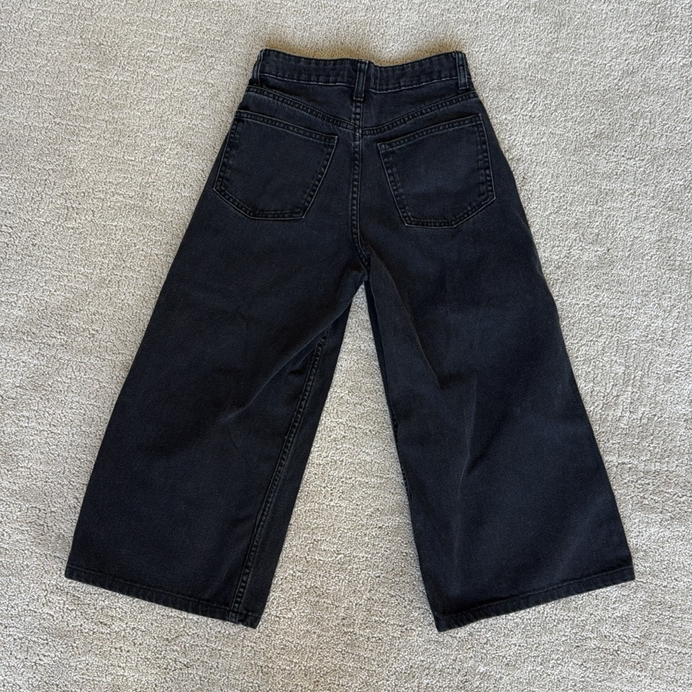 Zara Wide-Leg Cropped Black Denim Jeans - Picture 3 of 7